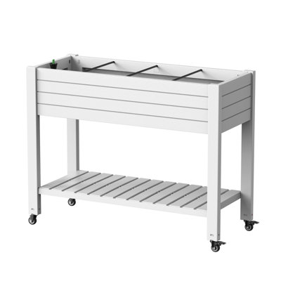43.33"W Resin Raised Garden Bed With Wheels(Ashen)