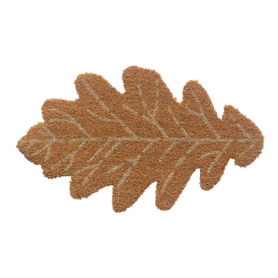 The Holiday Aisle® Anti-Slip PVC Coir Machine Doormat Tufted Leaf, Natural, 18"x30"