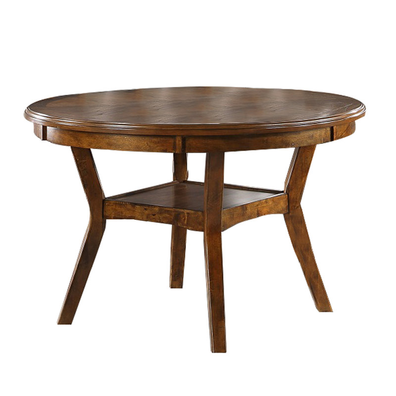 Round Top Wooden Dining Table with Boomerang Legs, Brown