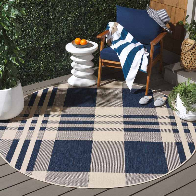 Janissa Performance Plaid Indoor/Outdoor Area Rug, Rectangle 9' x 12'