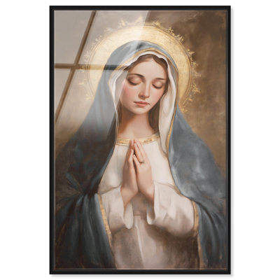 «Mother of Light in Prayer», décoration murale encadrée à imprimé acrylique par Art Remedy, cadre noir, 16 x 24