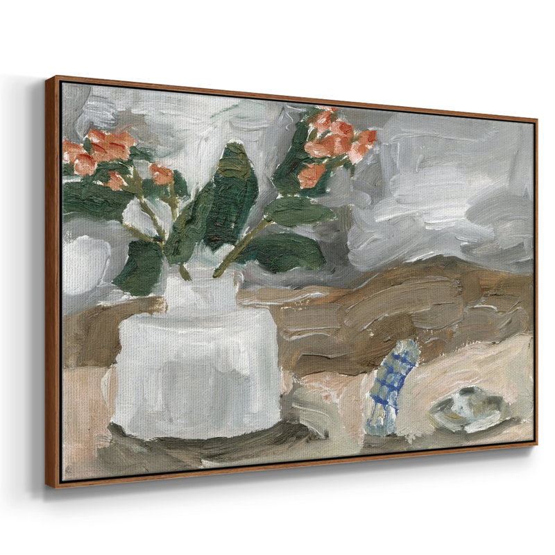 Vase de fleurs roses III, H 27 po x l 41 po x P 2 po, Noyer