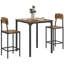 Ensemble de table de bar et de chaises de salle à manger 3 pièces à hauteur de comptoir, petite table de salle à manger industrielle pour 2 personnes, table de cuisine carrée et tabourets avec structure en acier