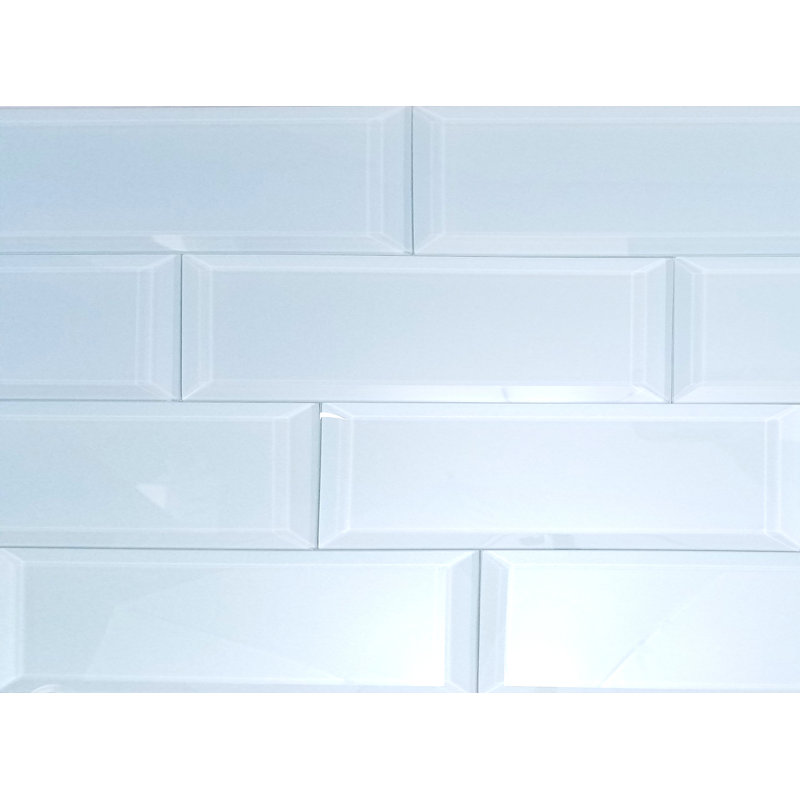 Carrelage style métro en verre biseauté Frosted Elegance 3 po x 12 po