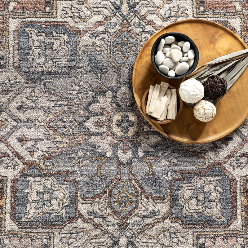 Faded Medallion Fringe Area Rug, Rectangle 4' x 6'