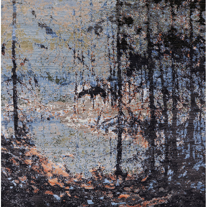 Tapis noir / gris à motif abstrait Braman, Carré 3 pi