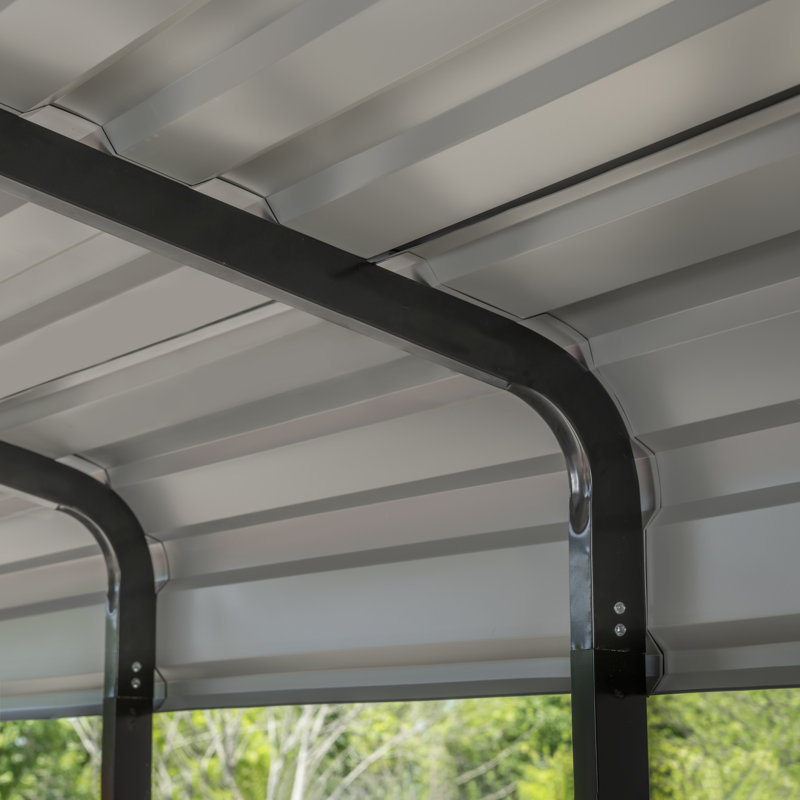 Charcoal Galvanized Steel Carport Kit with Black Frame