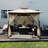 Sunjoy Outdoor Patio 9.5x9.5 Tan 2-Tier Steel Backyard Soft Top Gazebo with Ceiling Hook and Netting-1496215763