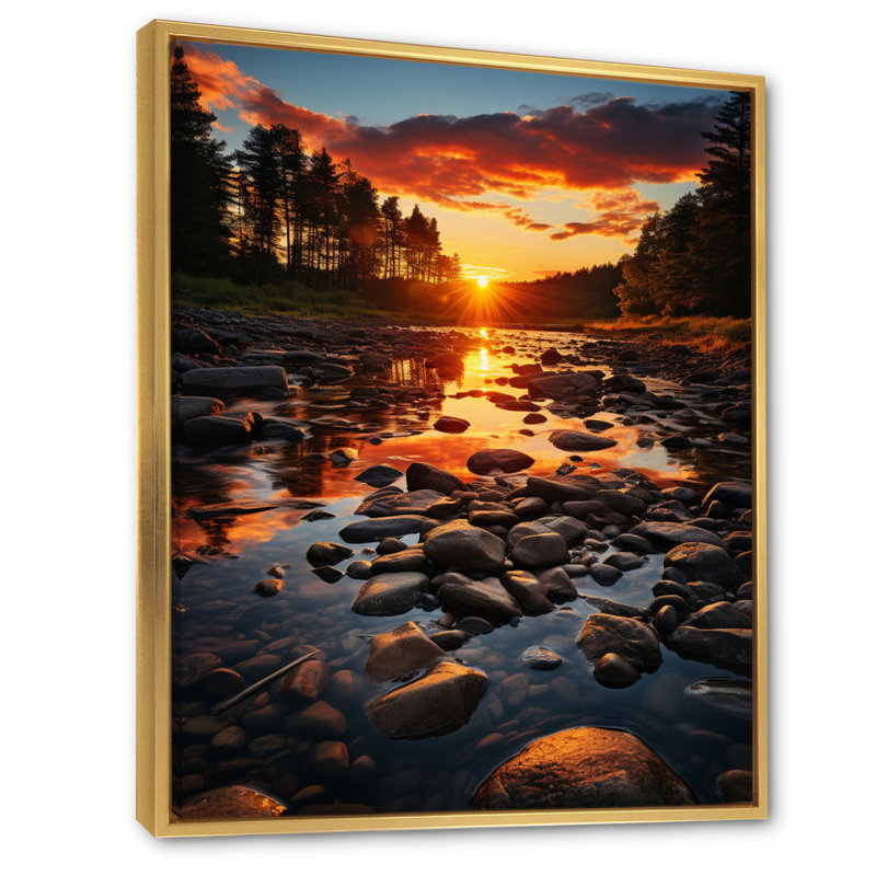«Kentucky Landscape River - Kentucky», reproduction sur toile, H 20 po x l 12 po x P 1 po, Cadre flottant doré