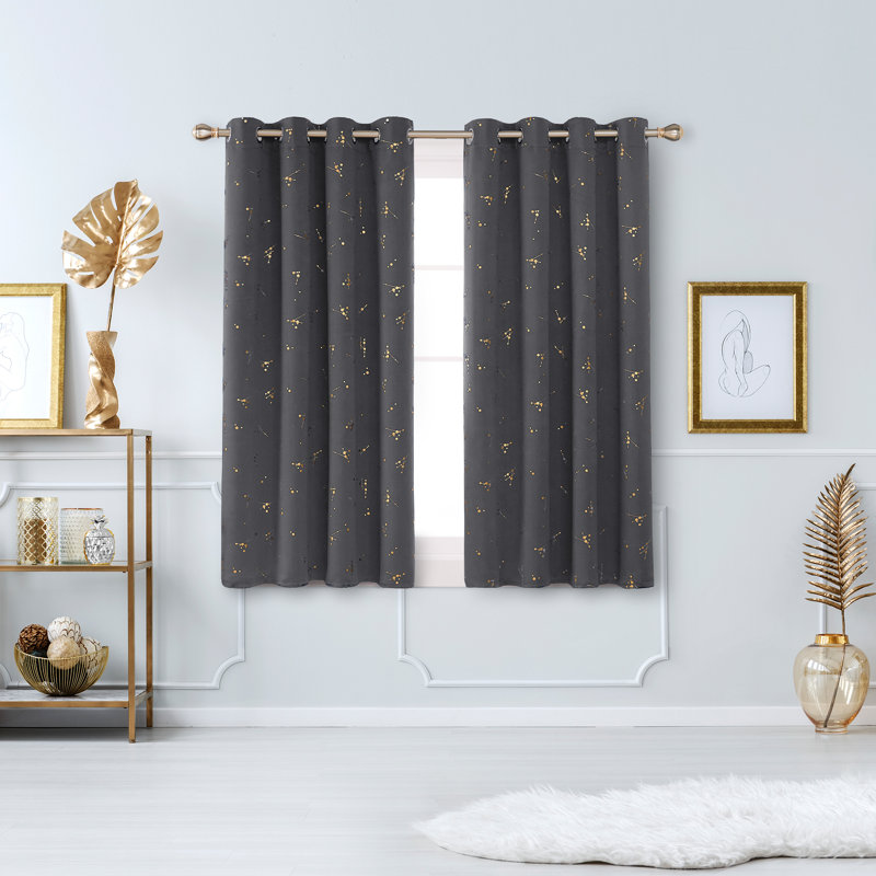 Bertie Room Darkening Thermal Curtains, Width 117 x Drop 138 cm, Dark Grey
