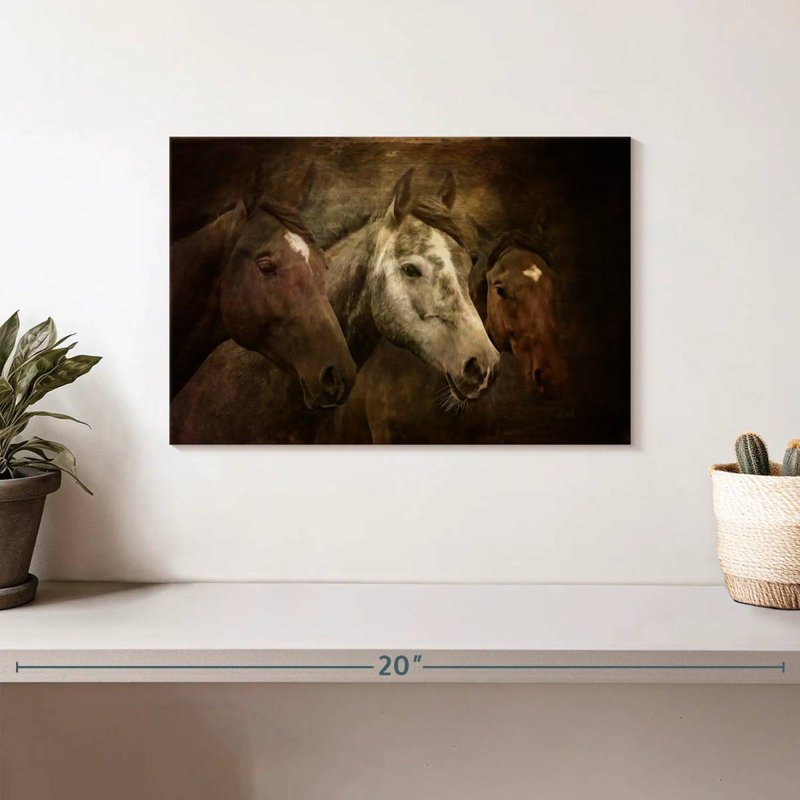 Brampt Three Horses, 8" H x 12" W