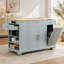 Chariot de cuisine 48,5 "de large cannelé avec armoire à poubelle et prise de courant, gris et bleu-1393909817