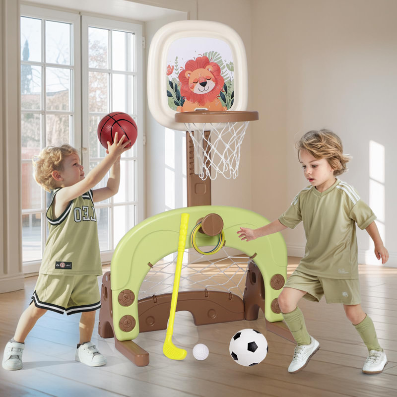 JooliH Adjustable Height 66cm W High-Density Polyethylene (HDPE) Toddler Basketball Hoop with Basketball(s) Included