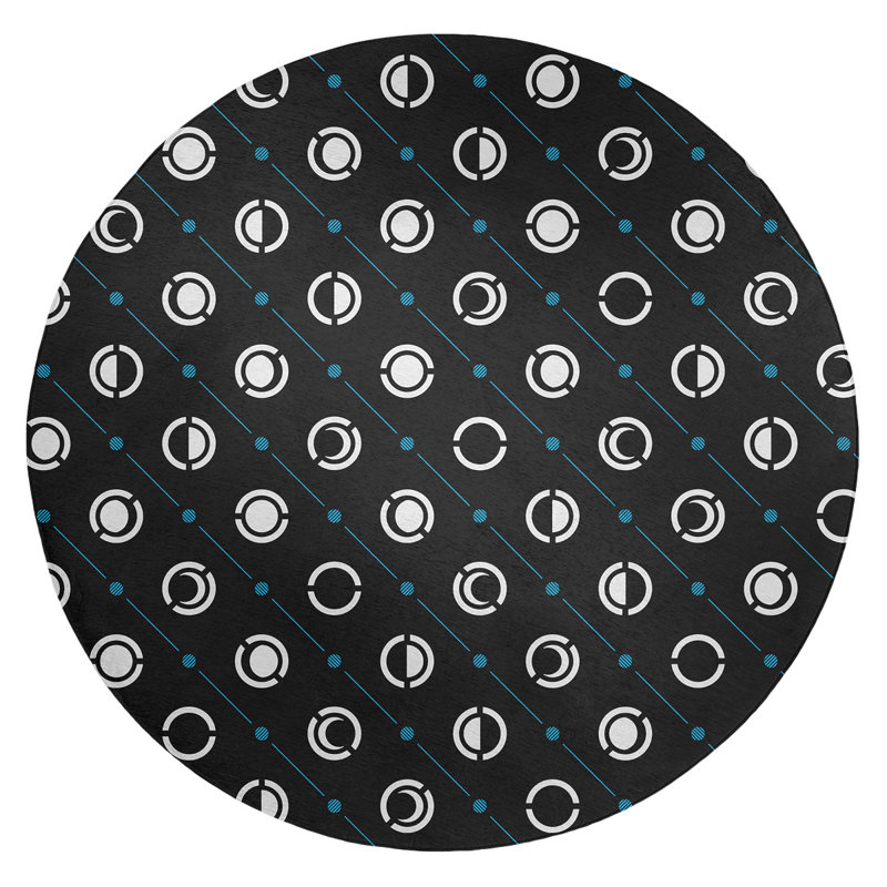 Tapis noir/bleu zone lune phases, Rond 5 pi