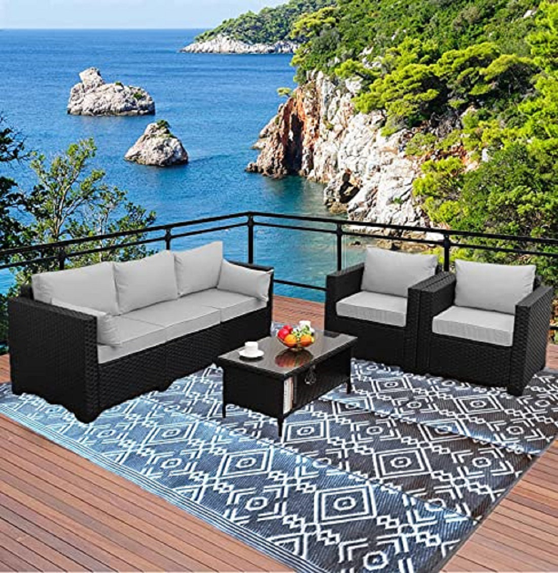 Union Rustic Batta Geometric Machine Woven Rectangle 6' x 9 ...