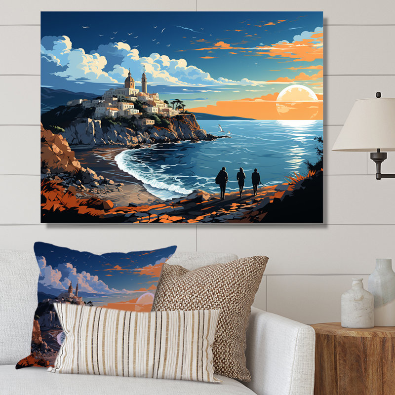 «Italian Hidden Gems Coastline Sunset II», art mural paysage italien, Toile tendue, H 12 po x l 20 po x P 1 po