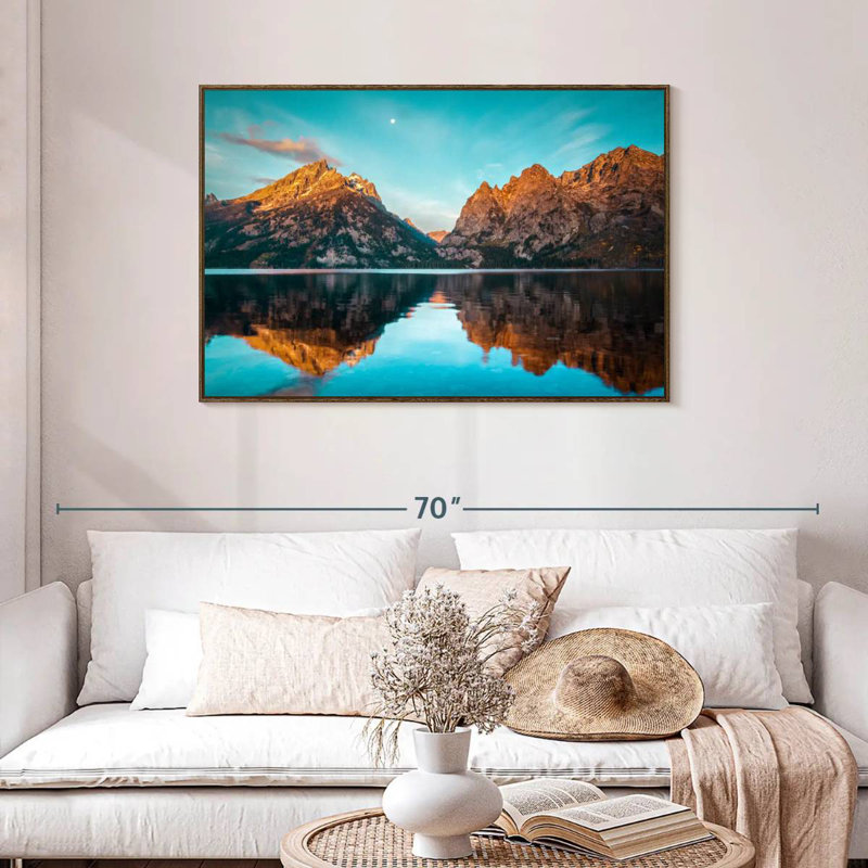 Jenny Lake Grand Teton, Cadre flottant en noyer, 43 po x 29 po