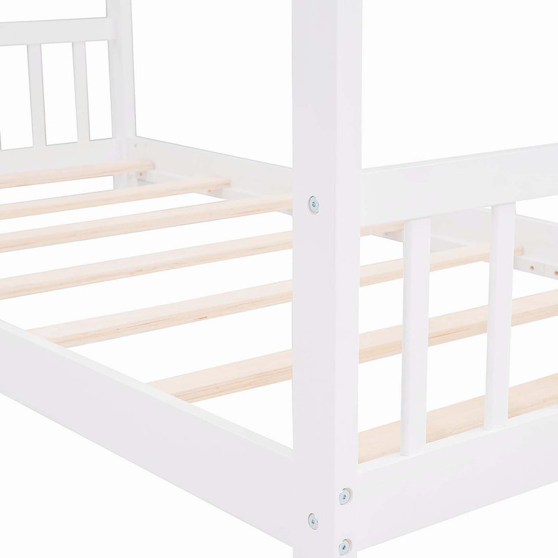 Lit simple en bois, blanc, Blanc, Lit simple