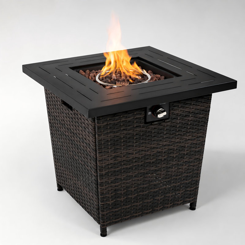 28inch Wicker Square Fire Pit Table