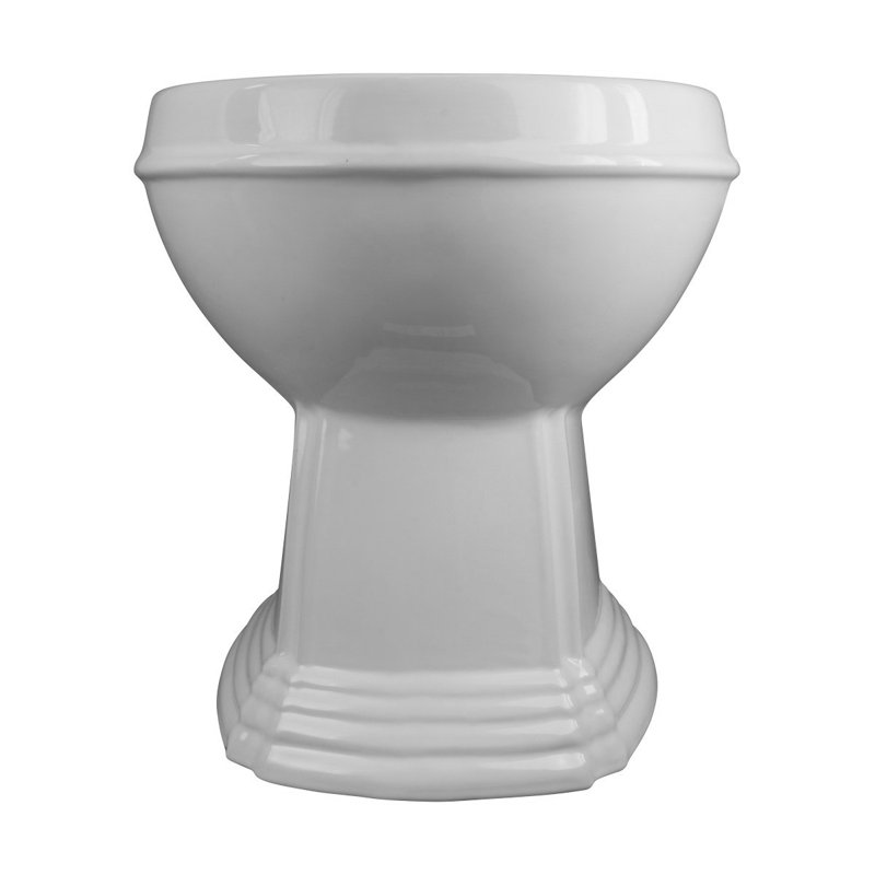 Rear Entry Round for High Tank Pull Chain Toilet Bowl, Gloss
