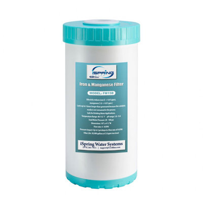 Filtre à eau iSpring FM15B en fer et manganèse, cartouche de remplacement pour WGB21BM, 10 po x 4,5 po