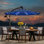 10 ft offset patio umbrella, with solar lights