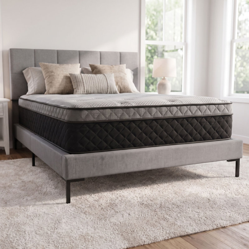 Matelas hybride mi-ferme de 12 po avec mousse viscoélastique imprégnée de gel et support latéral Alwyn Home Kripinski, 12"