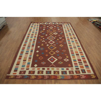 Tapis oriental à motif géométrique kilim 9 x 13