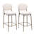 29'' Upholstered Bar Stools Velvet Counter Stool with Backrest & Footrest Set of 2 Round Dining Chairs for Kitchen(Creamy White)
