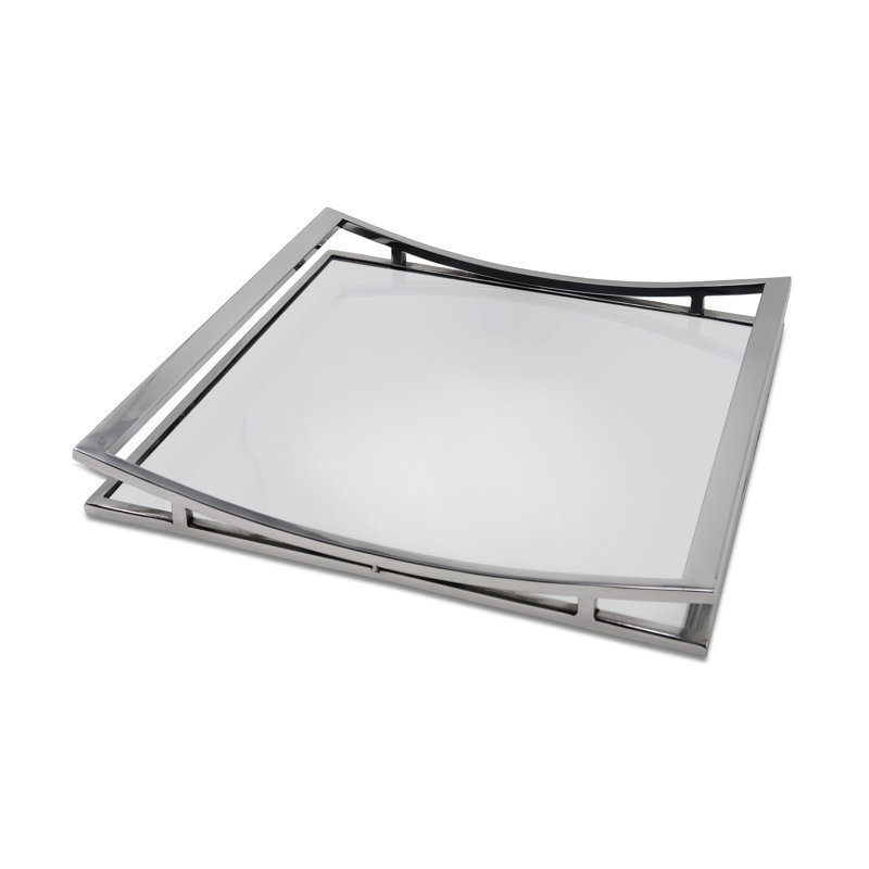 Plateau miroir carré, Argent argent