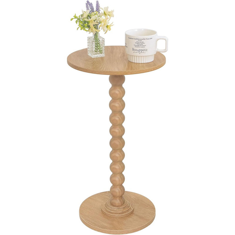 Small Side Table, Drink Table For Small Spaces, Modern Accent Table Martini Table With Solid Wood Leg, Round End Tables Living Room For Bedroom And Office