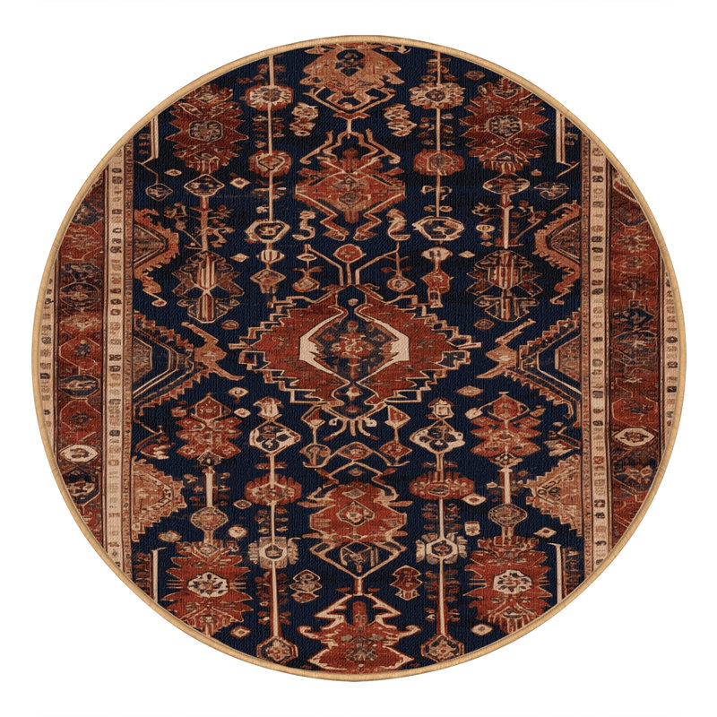 Tapis brun lavable à la machine, Rond 3 pi