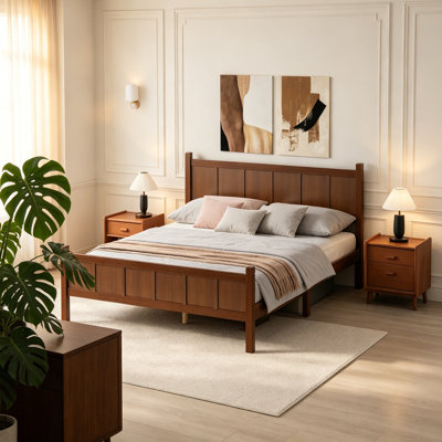 Queen Size Platform Bed Frame With Headboard & Footboard
