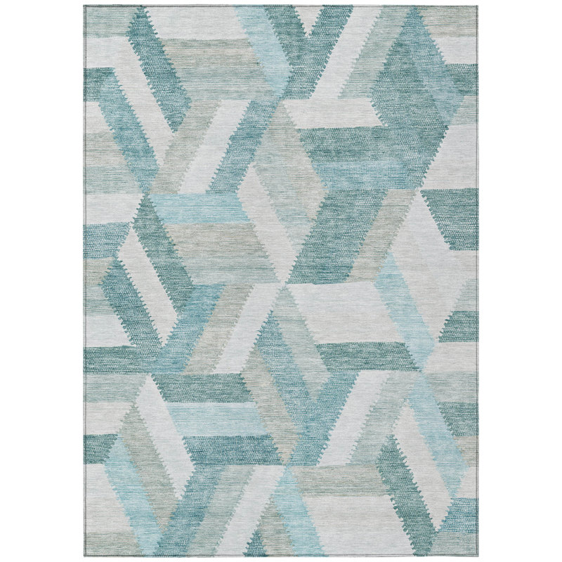 Tapis bleu sarcelle lavable à l'extérieur 3 pi x 5 pi bleu sarcelle