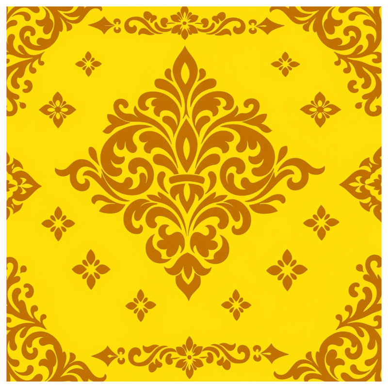 Yellow Brown Damask Comforter, Twin Extra Long