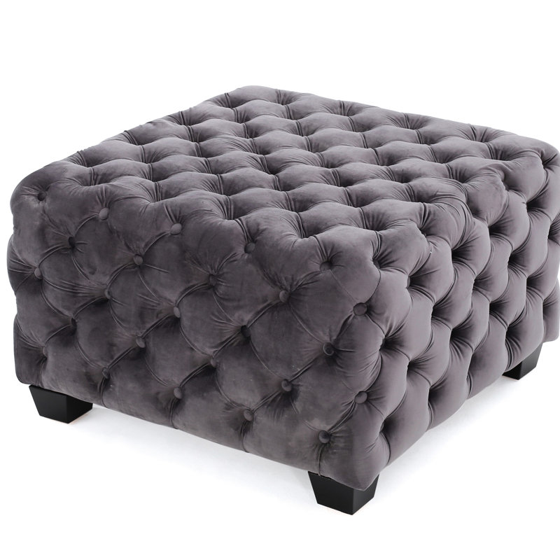 Modern Grey Velvet With Buttons And Durability, 29" Width X Depth 17.72" Height Button- In Grey, Home Addition, 29.37" 17.72