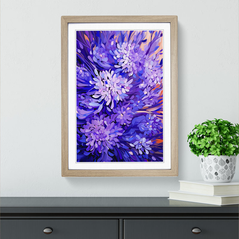 Lavender Flower Orphism Art - Framed Print, Oak Framed, 46cm H x 34cm W x 2cm D