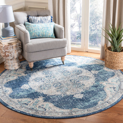 Barcus Oriental Navy/Ivory Area Rug