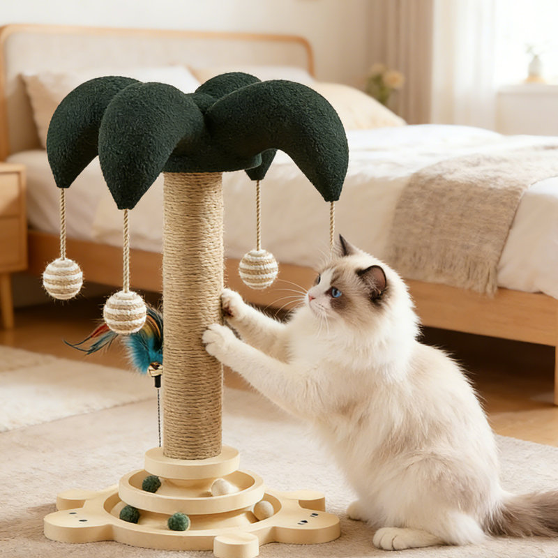 Arbre à chat multifonctionnel avec grattoir et jouets