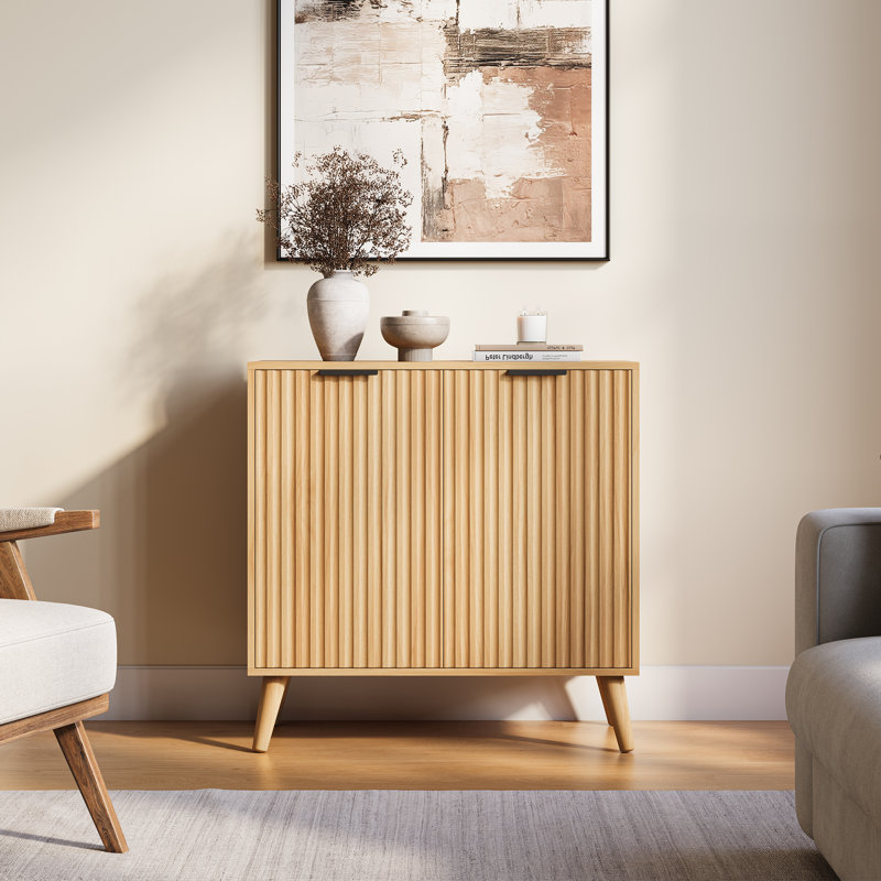 Ato 31.5’’ Sideboard Storage Cabinet With Doors & Shelves, Natural Wood