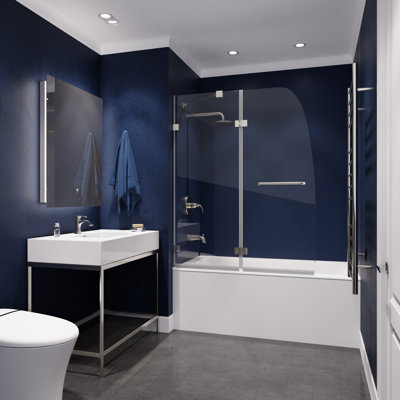 Herald Series 58" H Hinged Frameless Tub Door