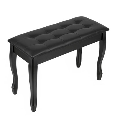 Duo banc de piano avec rangement, tabouret de piano en bois avec coussin rembourré imperméable, banc de meuble-lavabo, salon, chambre à coucher (noir)