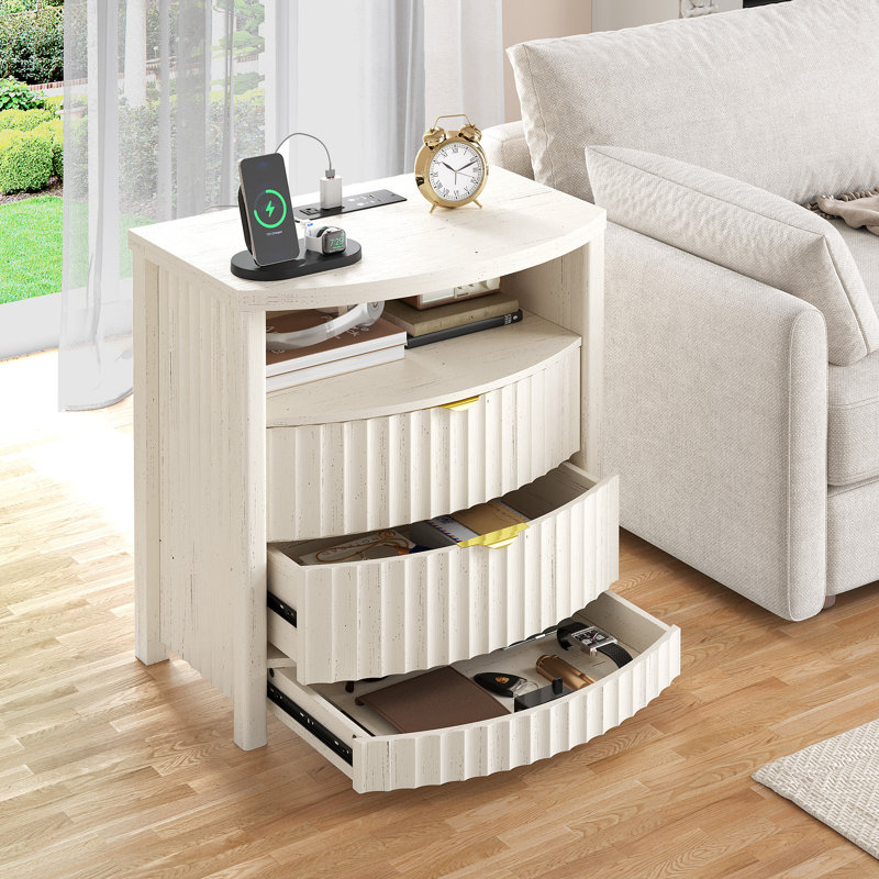 60cm W Bedside Table, White