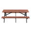 Ensemble de table de pique-nique en bois massif 75 po 75 po Capacité de 2200 lb Brun rustique pour l'extérieur avec trou de parasol pour terrasse, pelouse et barbecue (190 cm)