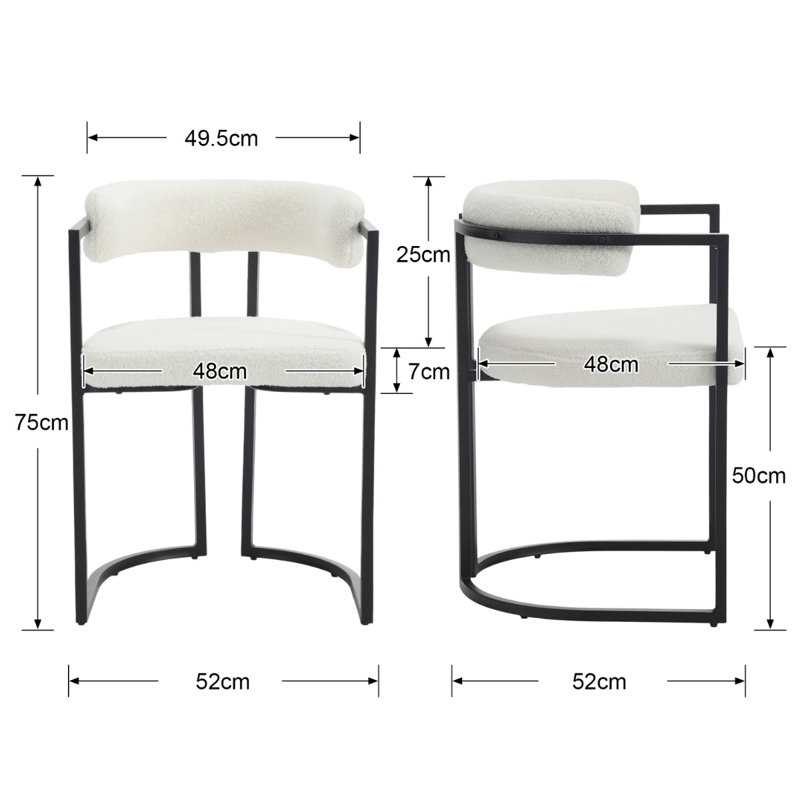 50cm H Upholstered Metal Accent, White