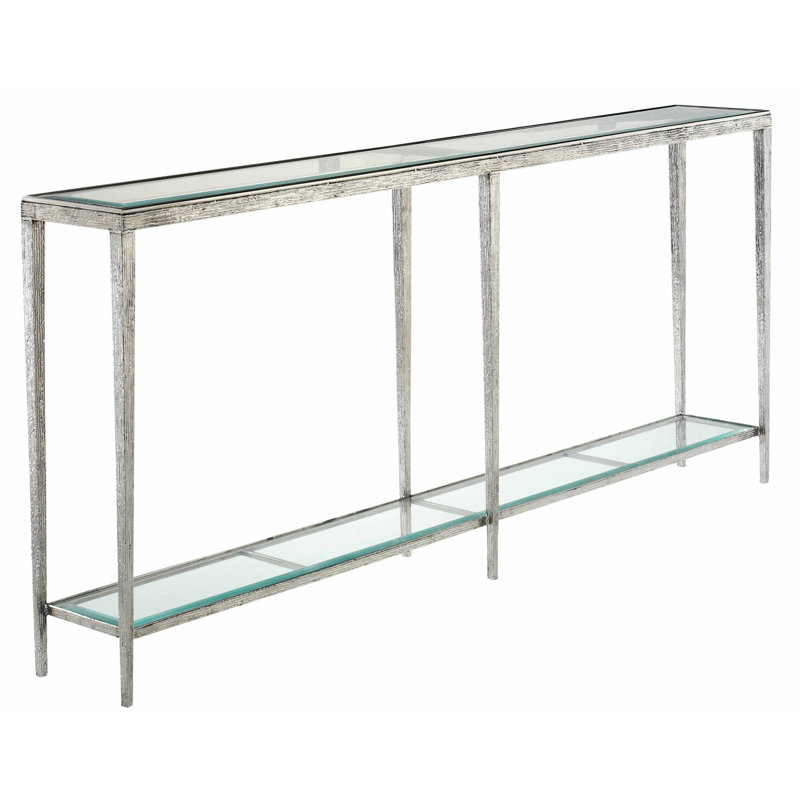 Jinx 72'' W Glass Console Table, Nickel