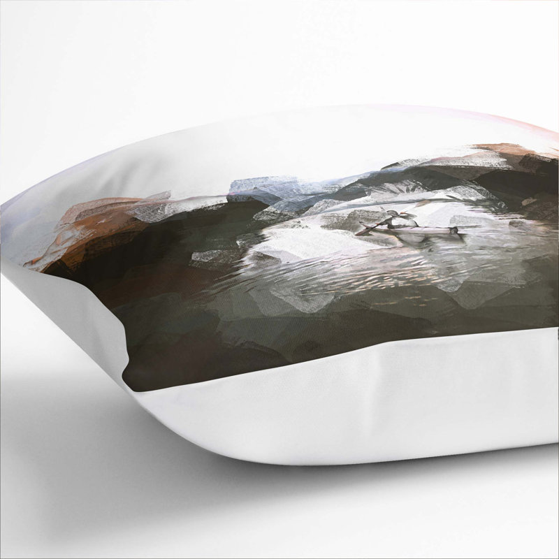 Kayaking Through the Mountains Cushion with Filling, White, 40cm H x 40cm W x 15cm D