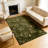 5x7 Vintage Retro Boho Area Rug. Machine Washable Low Pile Living Room Carpet with Non-Slip TPR Backing. Pet Friendly Boho Rug for Bedroom and Dining Room, Green-1470159709-1470159708
