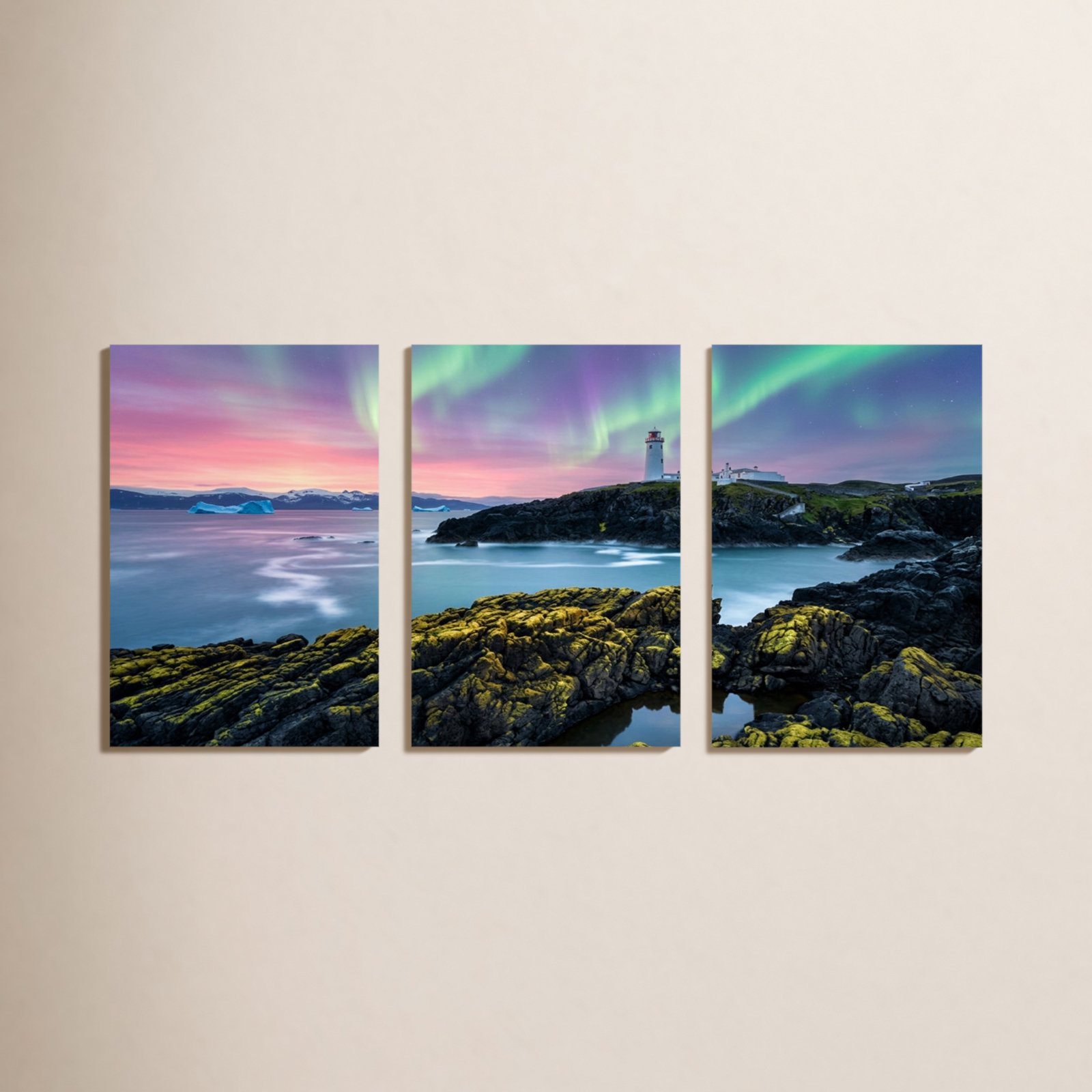 Northern Lights 3-Piece Oil Painting Set, 1624
