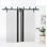 Portes de grange coulissantes pour garde-robe 36 x 96 po | Planum 0040 soie blanche avec verre noir | Ensemble de quincaillerie robuste pour rails 6,6 pi | Portes de garde-robe de chambre en bois massif
